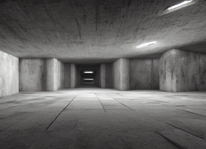 Image similar to The unkown underground temple, Shinji Kimura, brutalism, featured on Artstation, 8K