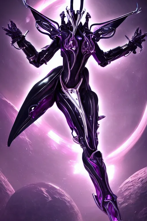 Image similar to galactic hyperdetailed elegant beautiful stunning giantess anthropomorphic mecha saryn warframe female dragon goddess, sharp spines, sharp metal ears, smooth purple eyes, smooth fuschia skin, silver armor, bigger than galaxy, epic proportions, epic scale, epic size, warframe destiny fanart, furry, dragon art, goddess art, giantess art, octane render