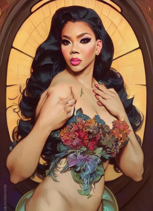 Image similar to vanjie, drag queen, painting by artgerm and greg rutkowski and alphonse mucha