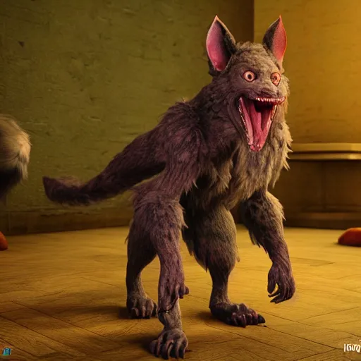 Image similar to furry friendly monster, photorealistic, colored, unreal engine, vray, 5 5 mm