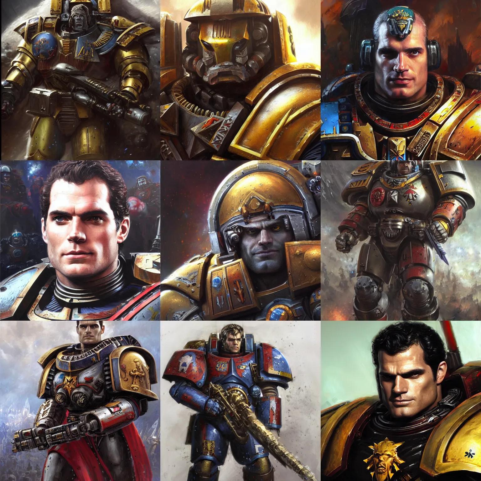 Image similar to Henry Cavill as a space marine Primarch, warhammer 40k, closeup character portrait art by Donato Giancola, Craig Mullins, digital art, trending on artstation