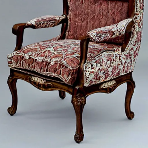 Prompt: seventies style baroque chair, product photo, highly detailed