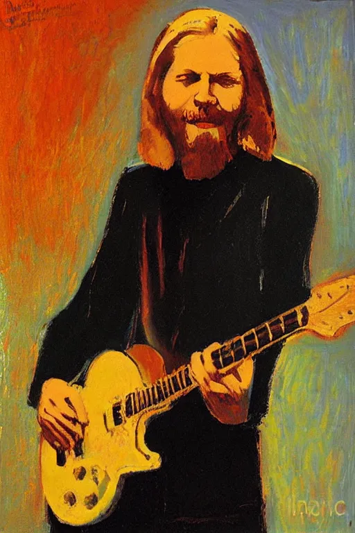 Image similar to duane allman in the style of Marius Borgeaud