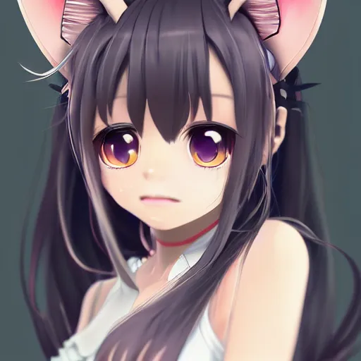 AI Art: anime cat girl holding a phone by @Cyber Wolf