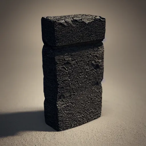 Prompt: dark black ingot that has tiny imperfections, insane details, sharp focus, octane render