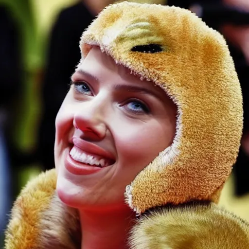 Prompt: scarlett johansson wearing a hamster costume