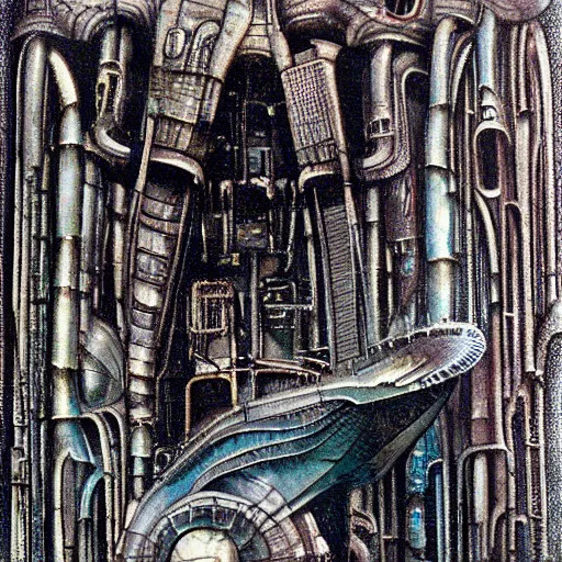 Image similar to atlantis painted by giger.