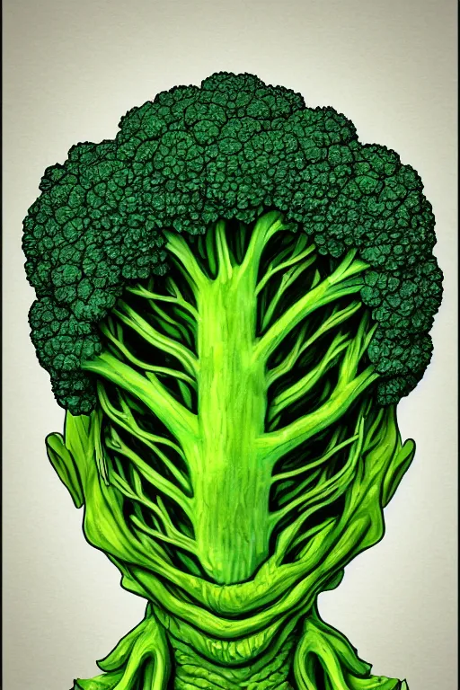 Image similar to broccoli humanoid, symmetrical, highly detailed, digital art, sharp focus, trending on art station, anime art style