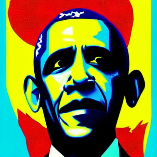 Prompt: Obama, illustration by Jamie Hewlett, bold colors