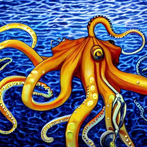 Image similar to stunning portrait of a giant robotic octopus