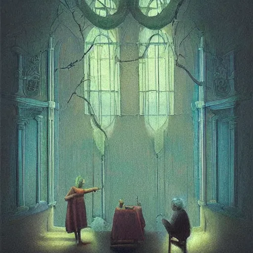 Image similar to beautiful scene from a dream. digital artwork by vincent bons, michael whelan, remedios varo and gerardo dottori. grainy and rough. interesting pastel colour palette. beautiful light. oil and water colour based on high quality render.