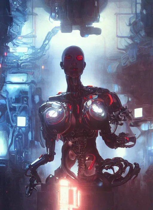 Image similar to a beautiful terminator, intricate lights, bio luminescent, venomize, by ruan jia and artgerm and range murata and wlop and ross tran and william - adolphe bouguereau and beeple. key art. fantasy illustration. award winning, artstation, intricate details, realistic, hyperdetailed, 8 k resolution.
