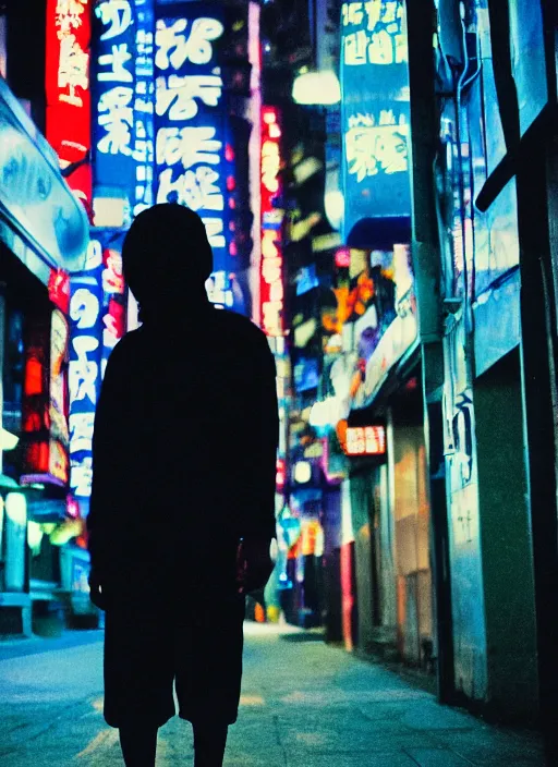 Prompt: High sneakers cyberpunk japanese, blue hour, twilight, cool, portrait, Kodachrome, ISO1200,