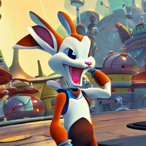 Prompt: bugs bunny in ratchet and clank universe