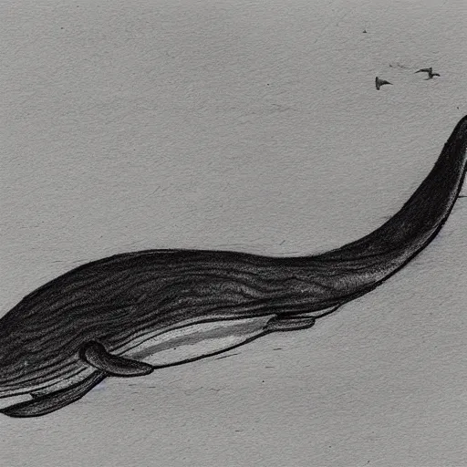 Image similar to a sketch of a flying whale