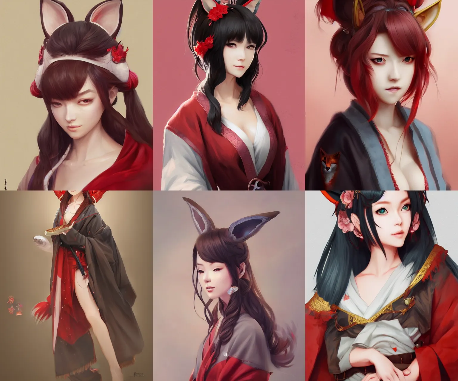 Prompt: Ssunbuki as a woman with fox ears and a red kimono, visualartzi, korean, concept art by Karla Ortiz, James Paick, Charlie Bowater, Krenz Cushart, highly detailed, ultra detailed, ultra realistic, trending on artstation, cgstudio