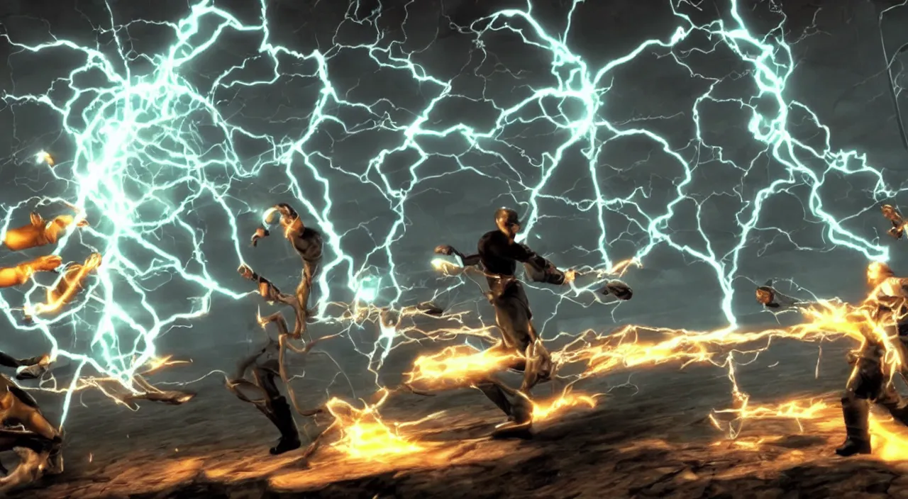 Prompt: nikola tesla vs thomas edison in a screenshot from the mortal kombat videogame