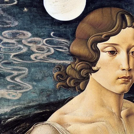 Image similar to Painting of Sandro Botticelli set on the moon