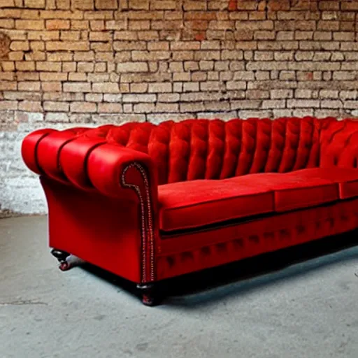 Prompt: a chesterfield sofa fabricated from cooked spaghetti