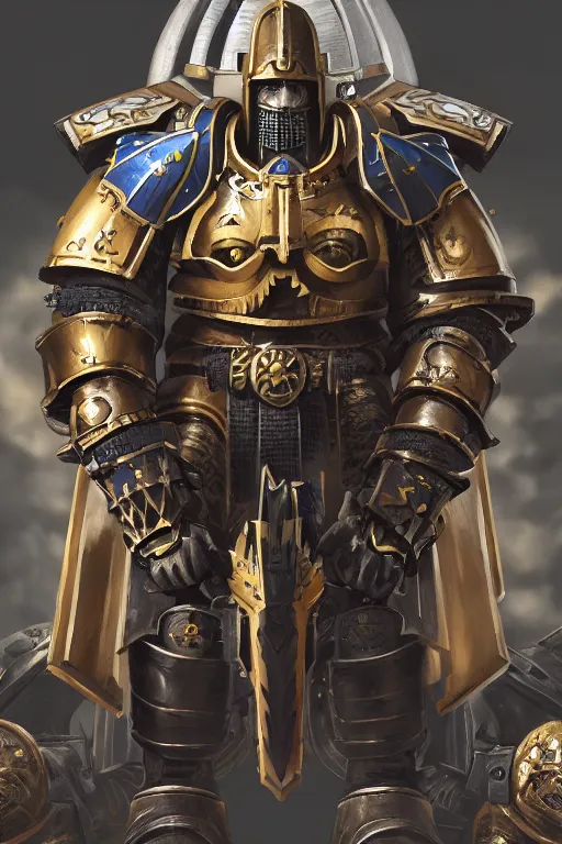 Image similar to armor portrait heros warhammer 4 0 k horus heresy fanart - the primarchs emperor by johannes helgeson animated with vfx concept artist & illustrator global illumination ray tracing hdr fanart arstation zbrush central hardmesh 8 k octane renderer