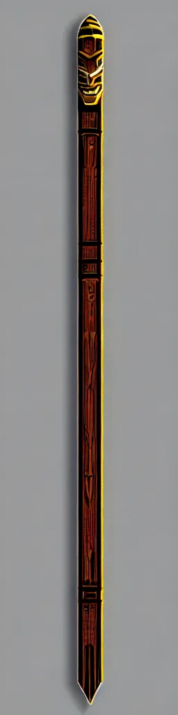 Prompt: picture of a single wooden long futuristic thin ninja staff with ornaments, carving, highlight, weapon, cyberpunk, sci - fi, fantasy, close shot, single long stick, bright background