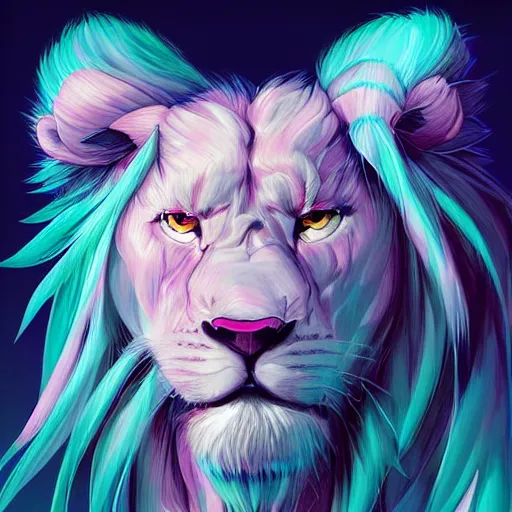 Image similar to aesthetic portrait commission of a albino male furry anthro lion wearing vaporwave chequered clothing at windows xp bliss wallpaper. Character design by charlie bowater, ross tran, artgerm, and makoto shinkai, detailed, inked, western comic book art, 2021 award winning painting