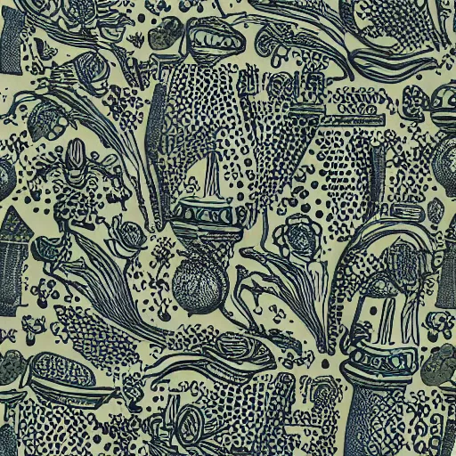 Image similar to willow pattern of flowers and aliens by giger