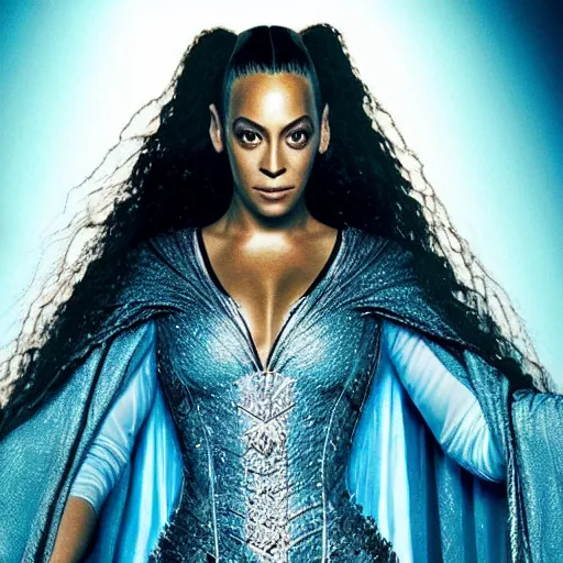 Prompt: portrait of Beyoncé Knowles as Lady Galadriel in the Lord of the Rings (2001)