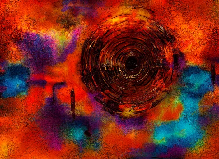 Image similar to nightmare fuel, abstract holescape, warm colors, nightmare fuel