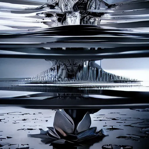 Image similar to digital sci-fi oily gloss reflection airport motherboard cpu with organic brutalism zaha hadid architecture forms in liquid and oil on the coronation of napoleon painting, on moon with medium size man walking with black background. unreal engine 5, keyshot, octane, artstation trending, by Zaha Hadid architects, by Matrix film color, high contrast pinterest black plastic, dark atmosphere pinterest tilt shift, 4k, 8k, 16k.