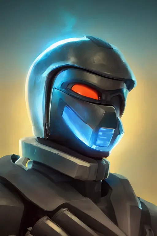 Image similar to epic mask helmet robot ninja portrait stylized as fornite style game design fanart by concept artist gervasio canda, behance hd by jesper ejsing, by rhads, makoto shinkai and lois van baarle, ilya kuvshinov, rossdraws global illumination radiating a glowing aura global illumination ray tracing hdr render in unreal engine 5