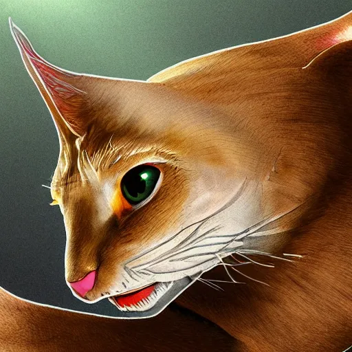 Image similar to award - winning digital art of a cross hybrid between a shark and a cat