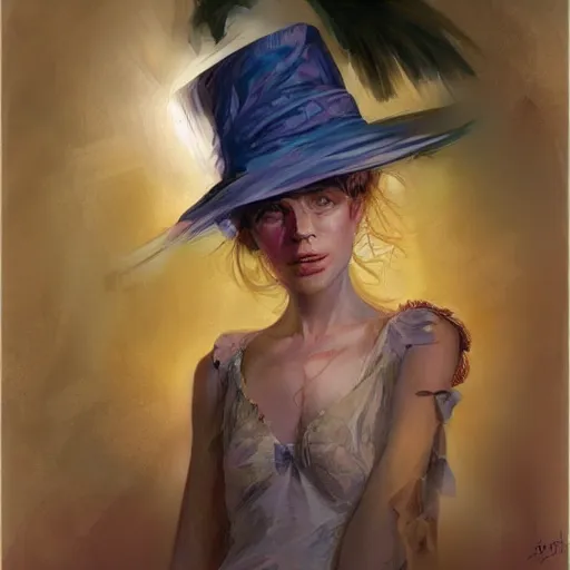 Image similar to woman with a giant, ridiculous hat, by jon foster