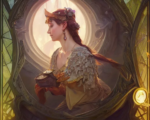 Image similar to photography of deirdre sullivan - beeman, deep focus, d & d, fantasy, intricate, elegant, highly detailed, digital painting, artstation, concept art, matte, sharp focus, illustration, hearthstone, art by artgerm and greg rutkowski and alphonse mucha