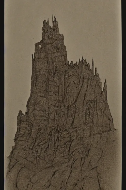 Prompt: castle grayskull from masters of the universe, portrait, silver iodide, 1 8 8 0 photograph, sepia tone, aged paper, sergio leone, master prime lenses, cinematic