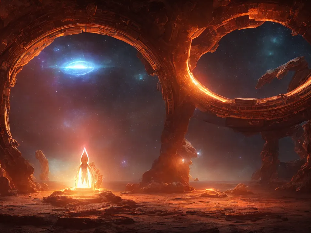 Prompt: an ultra realistic fantasy art of an amazing galactic astrological portal of achieved dreams, epic scale ultrawide angle, 3D rendered, Vray rendered, octane render, unreal engine