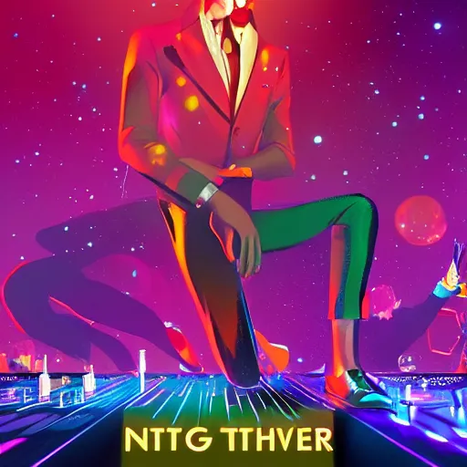 Prompt: night fever, a dj creating illegal disco music, digital painting, artstation, ristan eaton, victo ngai, artgerm, rhads, ross draws, anime styled, hd, 4 k