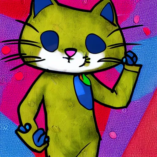 Prompt: colorful full body shot of a cute anthropomorphic kitty