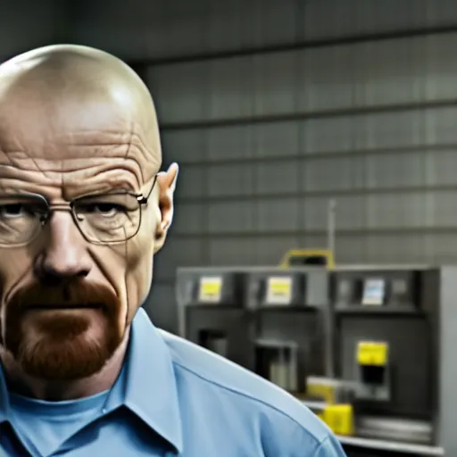 Image similar to walter white working at walmart, 4 k, high resolution, still, landscape, hd, dslr, hyper realistic