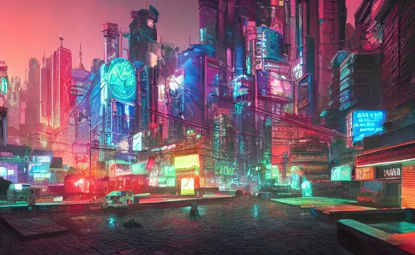 Image similar to cyberpunk Russian city, realistic, very detailed, many neon lights