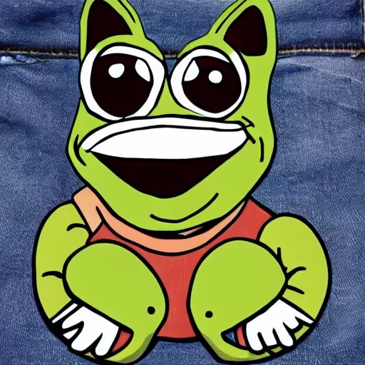 Image similar to pepe the frog head from 4chan on the body of a cartoon dog wearing a leather jacket and jeans