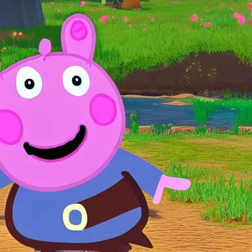 Image similar to Peppa Pig in The Legend of Zelda Breath of the Wild