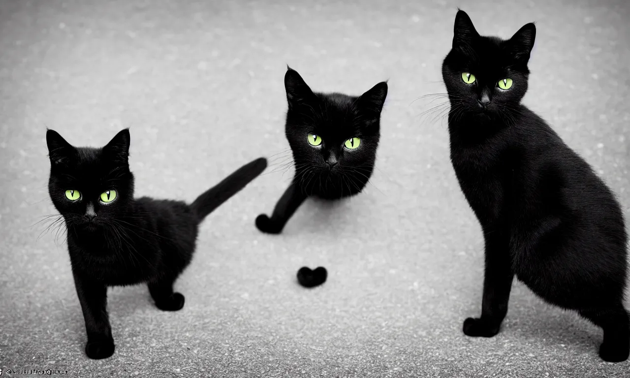 Prompt: A photo of a cute black cat by Buchholz Quint