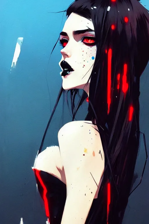 Image similar to a ultradetailed beautiful painting of a stylish goth girl, by conrad roset, greg rutkowski and makoto shinkai trending on artstation