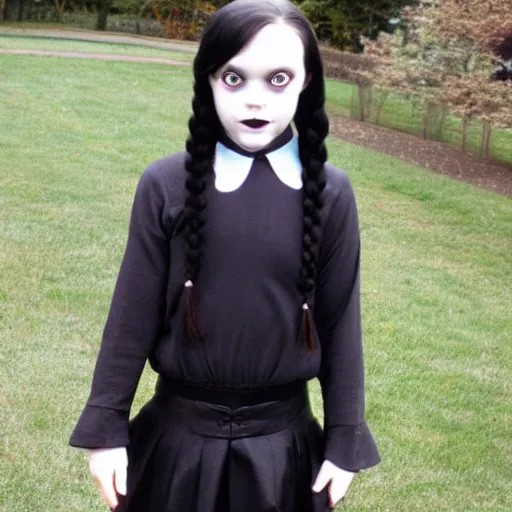 Image similar to aubrey plazy as wednesday addams