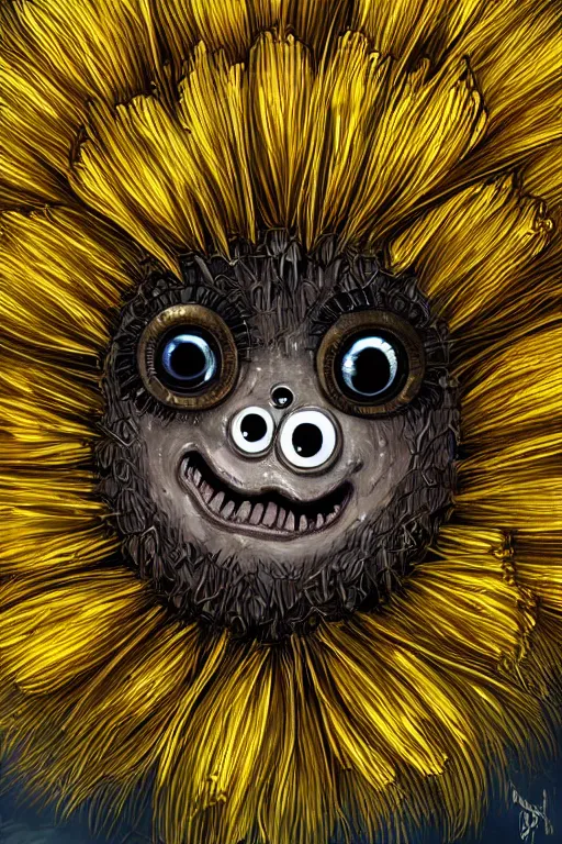 Prompt: a humanoid figure dandelion monster with large orb eyes, highly detailed, digital art, sharp focus, trending on art station, artichoke, anime art style