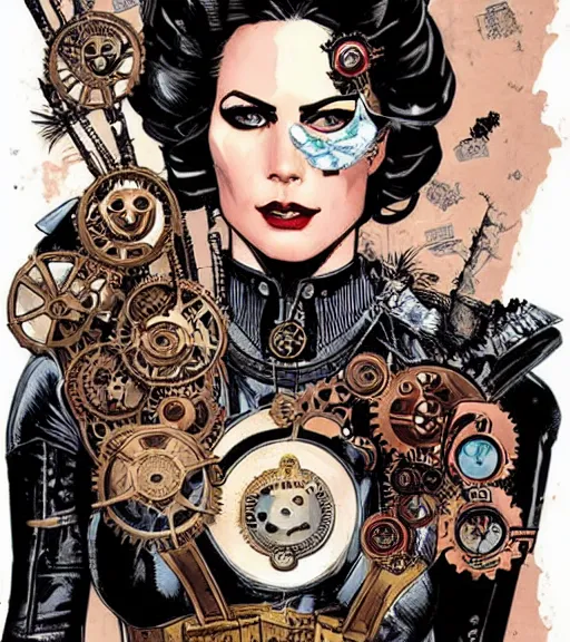 Image similar to portrait of a steampunk queen, by dc comics and sandra chevrier