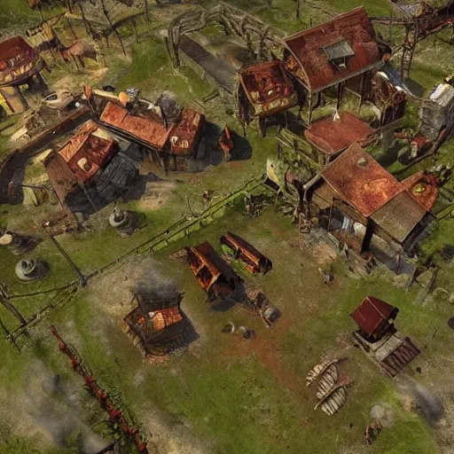 Image similar to screenshot of a beautiful rts game silent hill, overhead view, wow, i can't believe how detailed it is