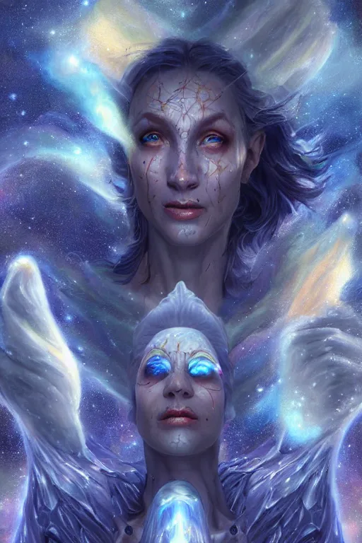 Image similar to beautiful oil painting with high detail of a wise Space ent(Crying like the end of the world has arrived) made of stars and plasma, hybrid from dungeons and dragons and art direction by James Cameron ;by artgerm; wayne reynolds art station; cinematic quality character render; low angle; ultra high quality model; production quality cinema model