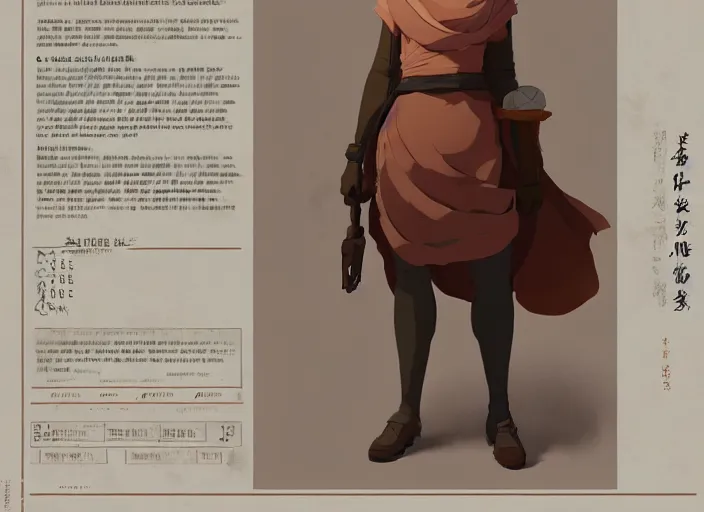 Image similar to character sheet for a ginger woman, for genshin impact by greg rutkowski, james gilleard, atey ghailan, makoto shinkai, goro fujita, studio ghibli, rim light, exquisite lighting, clear focus, very coherent, plain background, soft painting by huang guangjian and gil elvgren and sachin teng